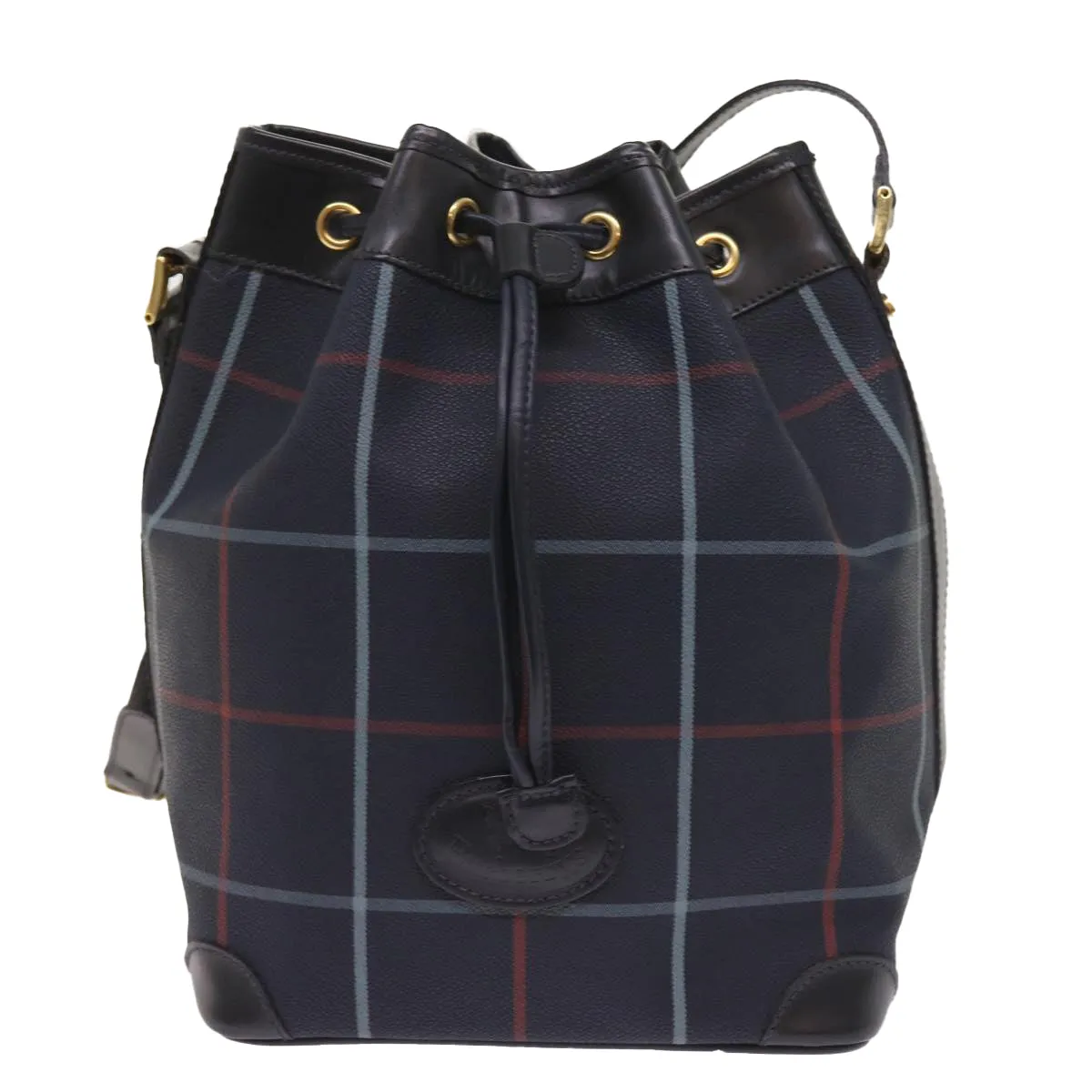 BURBERRYSs Nova Check Shoulder Bag PVC Leather Navy  th4082