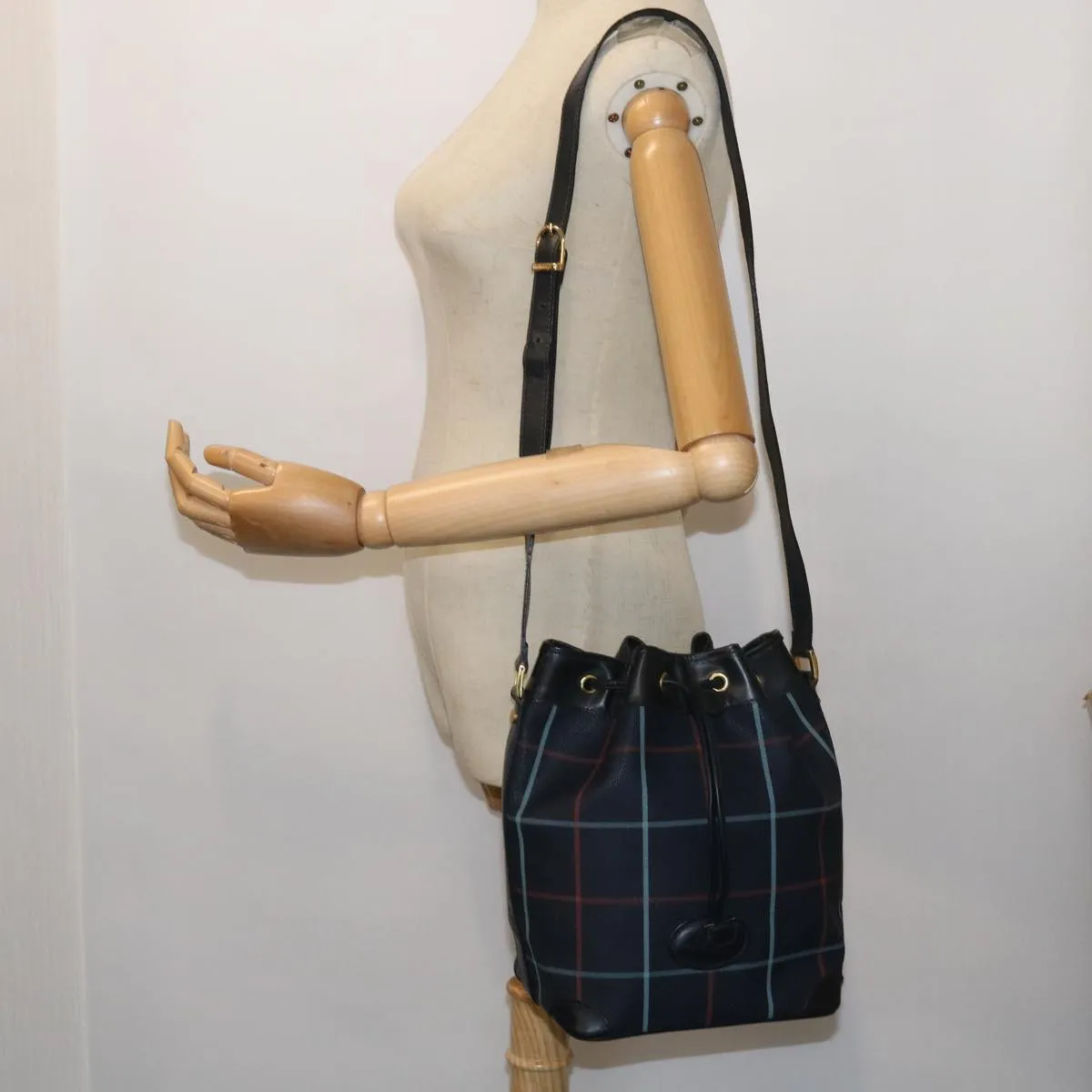 BURBERRYSs Nova Check Shoulder Bag PVC Leather Navy  th4082