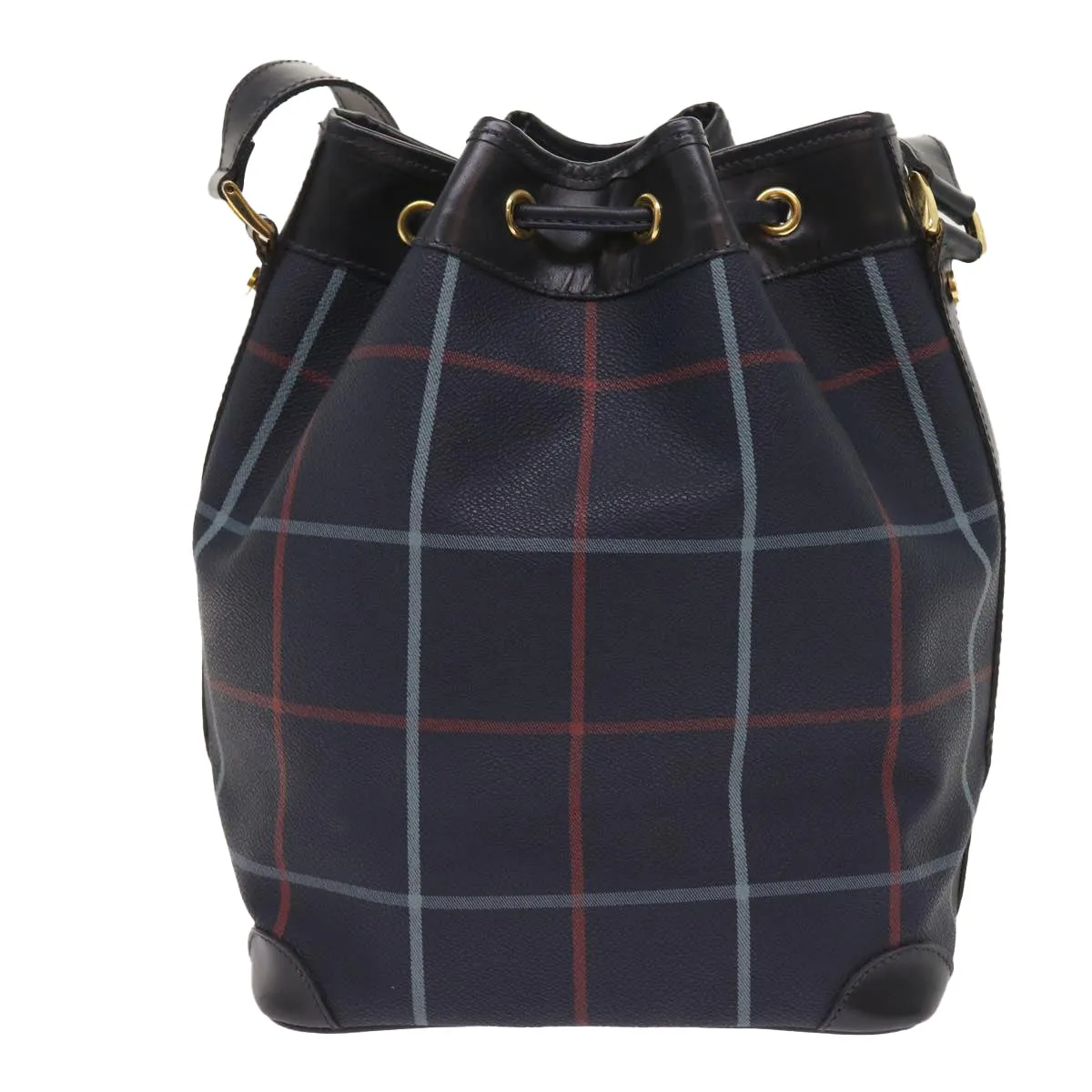 BURBERRYSs Nova Check Shoulder Bag PVC Leather Navy  th4082