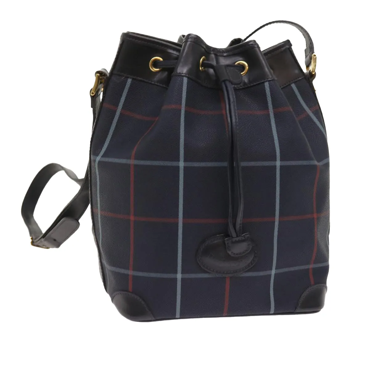 BURBERRYSs Nova Check Shoulder Bag PVC Leather Navy  th4082