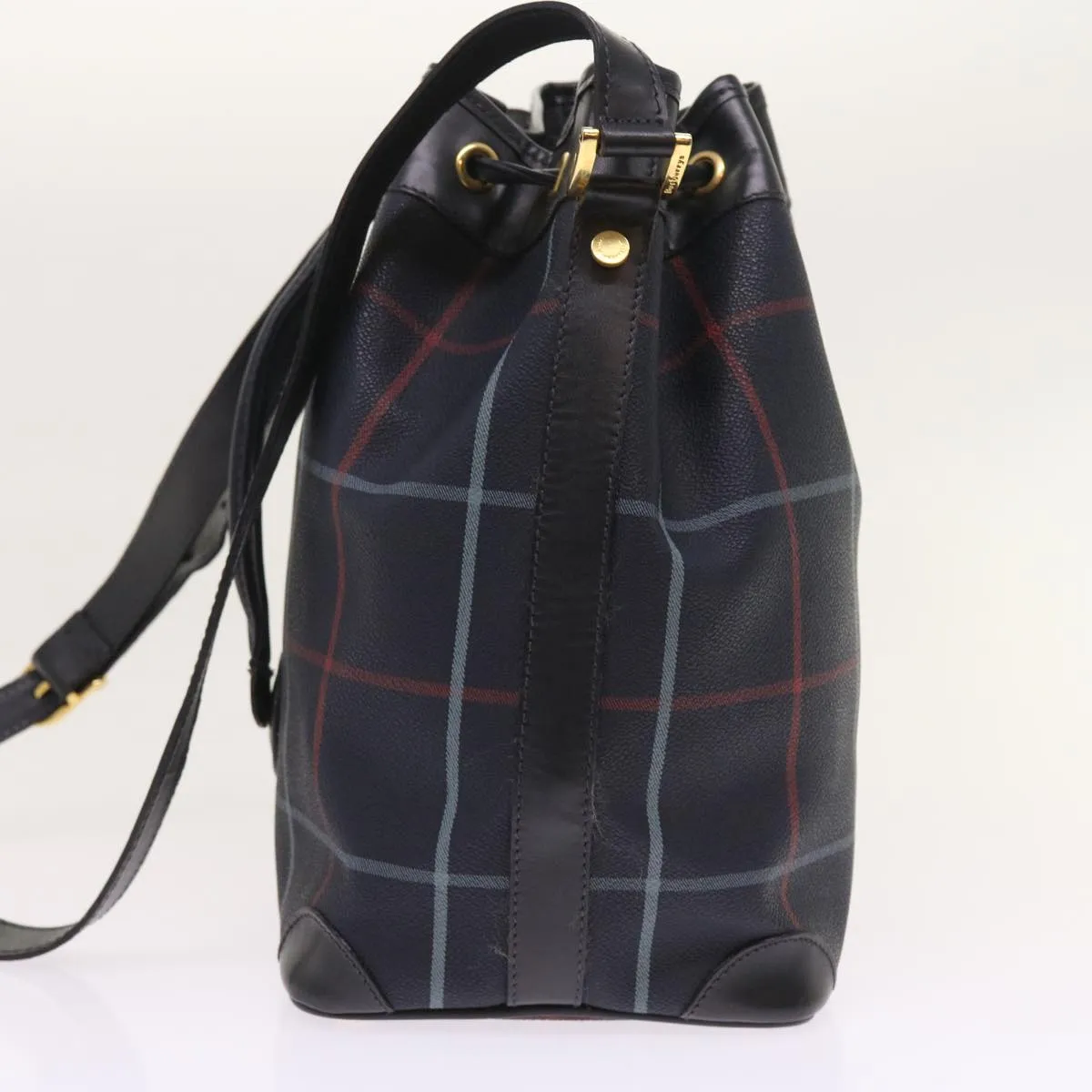 BURBERRYSs Nova Check Shoulder Bag PVC Leather Navy  th4082