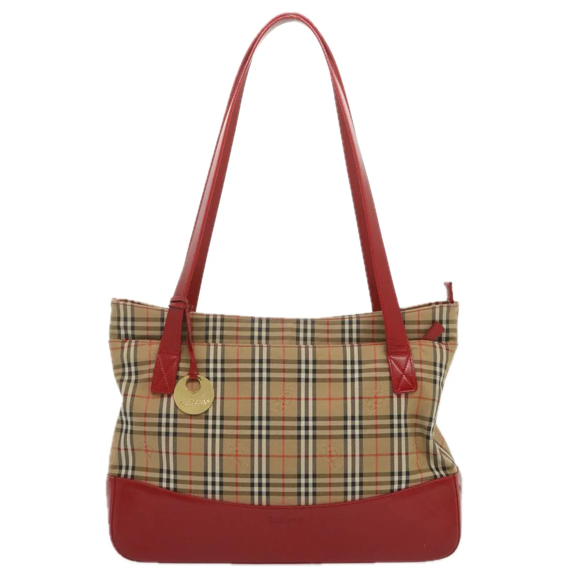 BURBERRYSs Nova Check Tote Bag Canvas Beige Red  68740