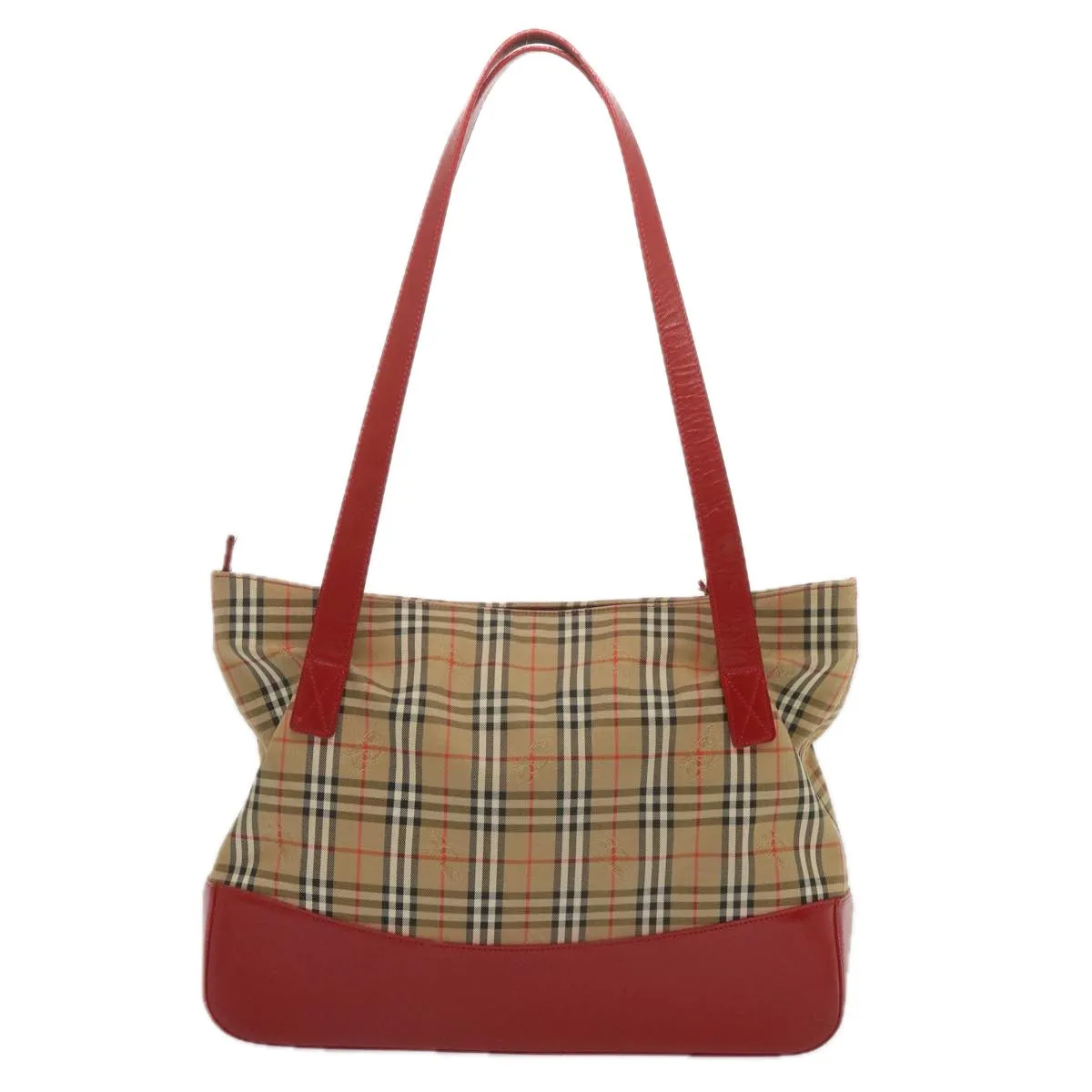 BURBERRYSs Nova Check Tote Bag Canvas Beige Red  68740