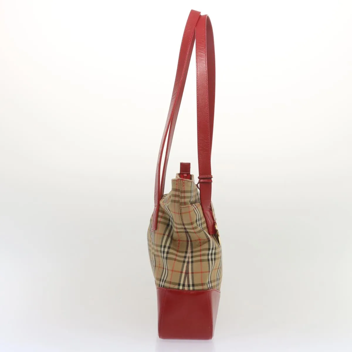 BURBERRYSs Nova Check Tote Bag Canvas Beige Red  68740