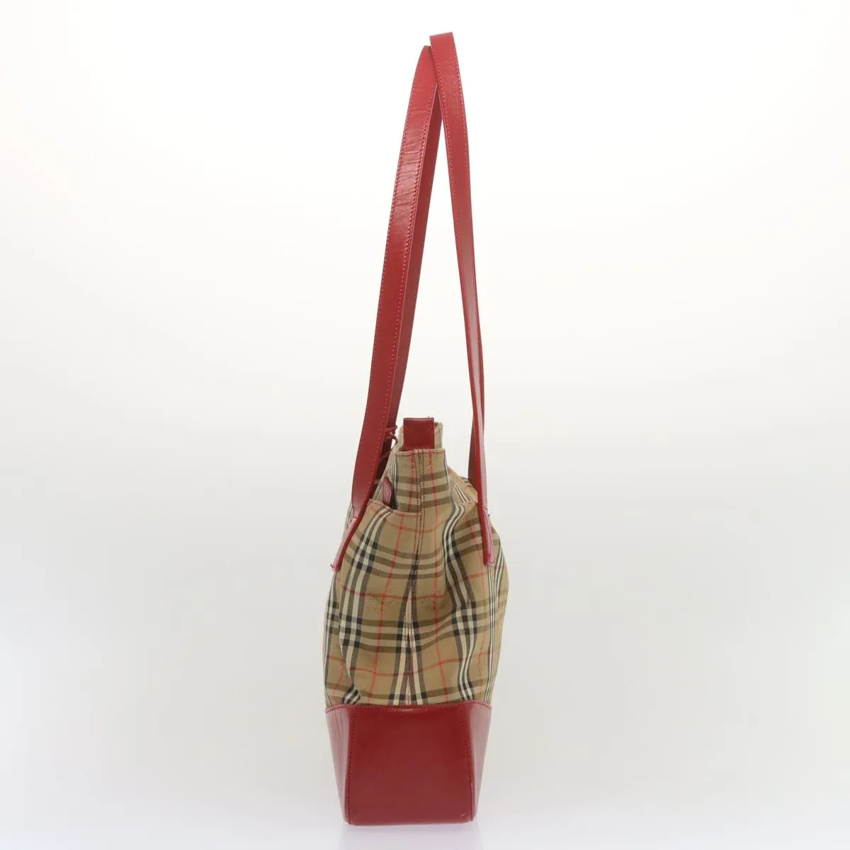 BURBERRYSs Nova Check Tote Bag Canvas Beige Red  68740