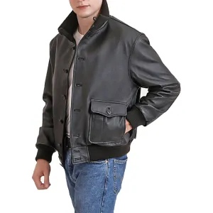 Buy Men Navy A-1 Leather Flight Bomber Jacket