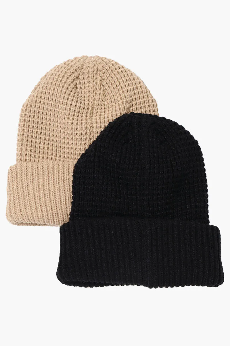 Canada Weather Gear 2 Pack Waffle Knit Hat - Beige