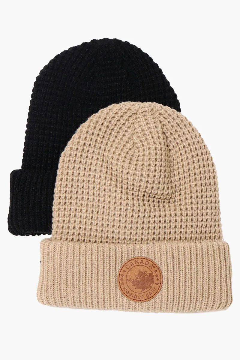 Canada Weather Gear 2 Pack Waffle Knit Hat - Beige