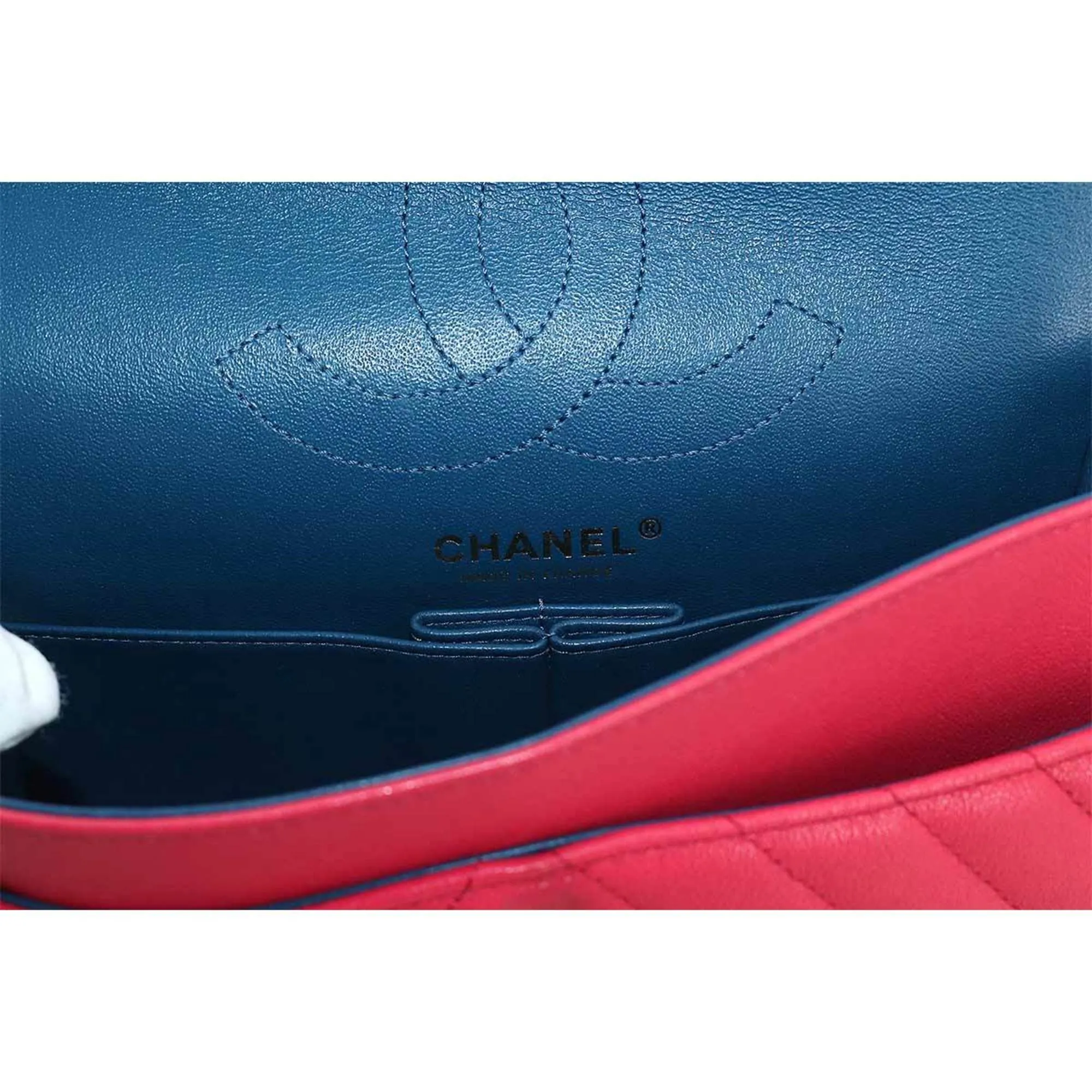 CHANEL 2.55 Chevron V stitch chain shoulder bag leather red A37586 gold metal fittings Bag