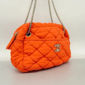 CHANEL  Chain Shoulder Women's Nylon Shoulder Bag Orange