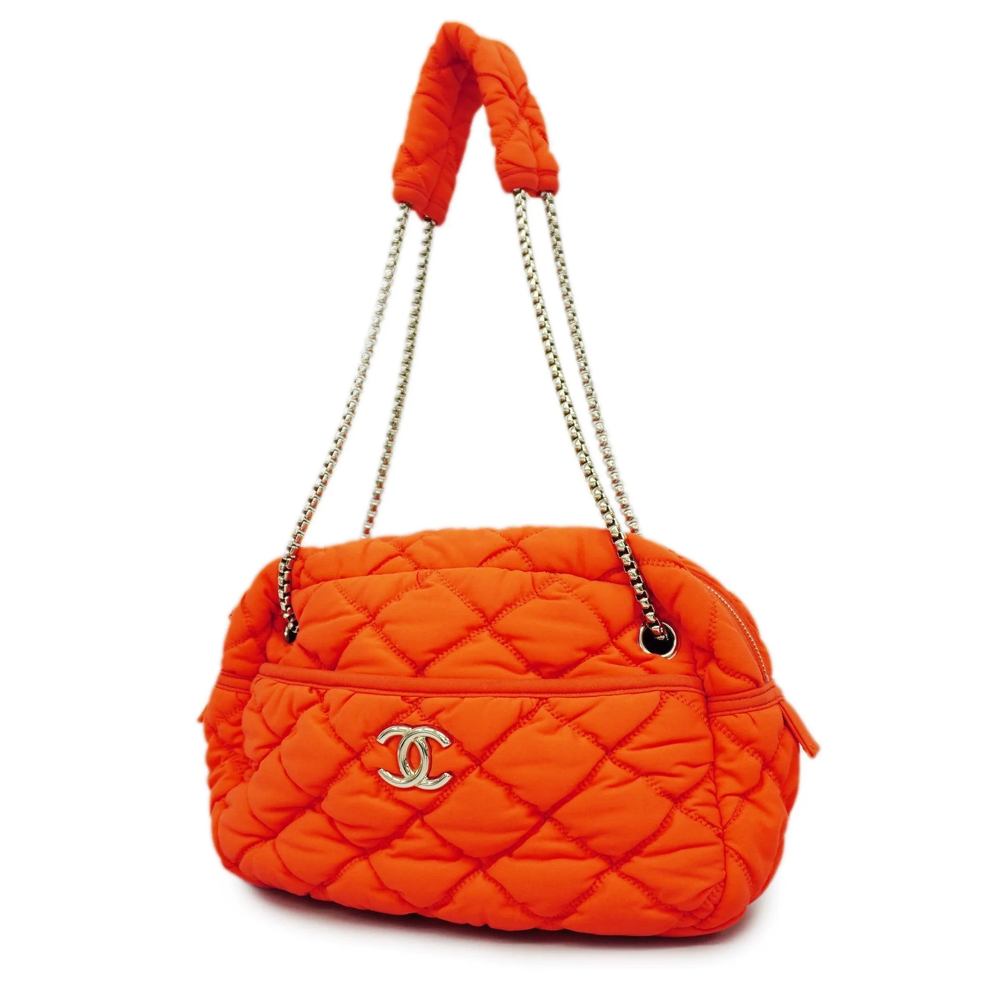 CHANEL  Chain Shoulder Women's Nylon Shoulder Bag Orange