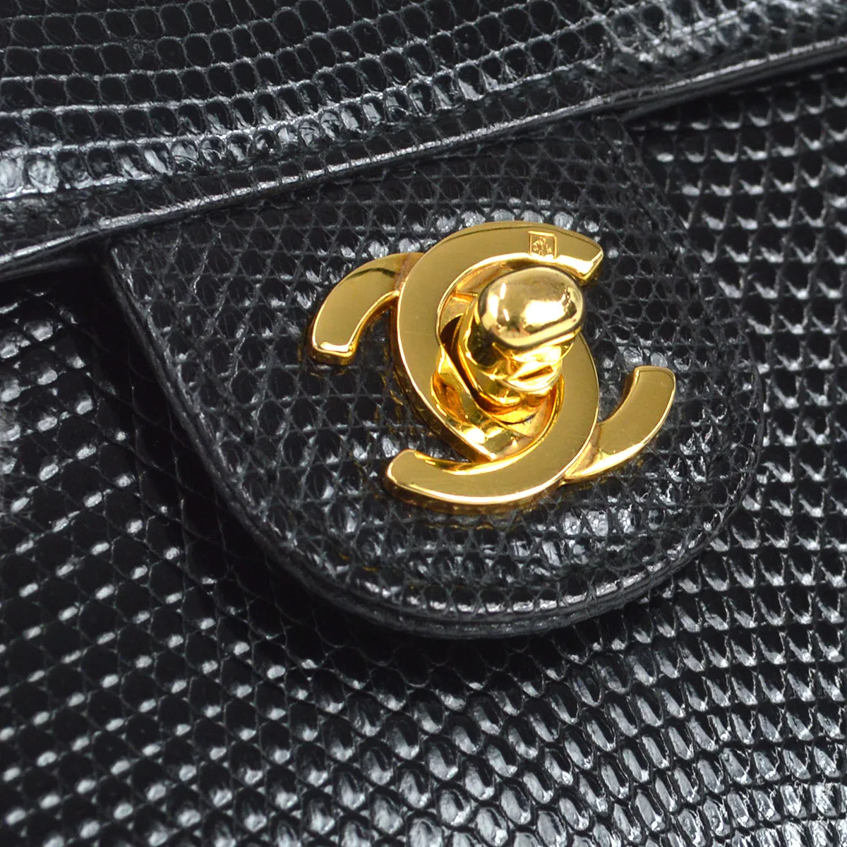 CHANEL  Classic Square Flap 20 Black Lizard 87982