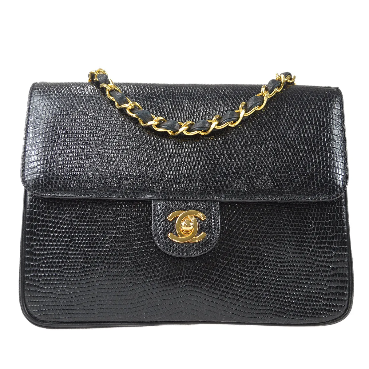 CHANEL  Classic Square Flap 20 Black Lizard 87982