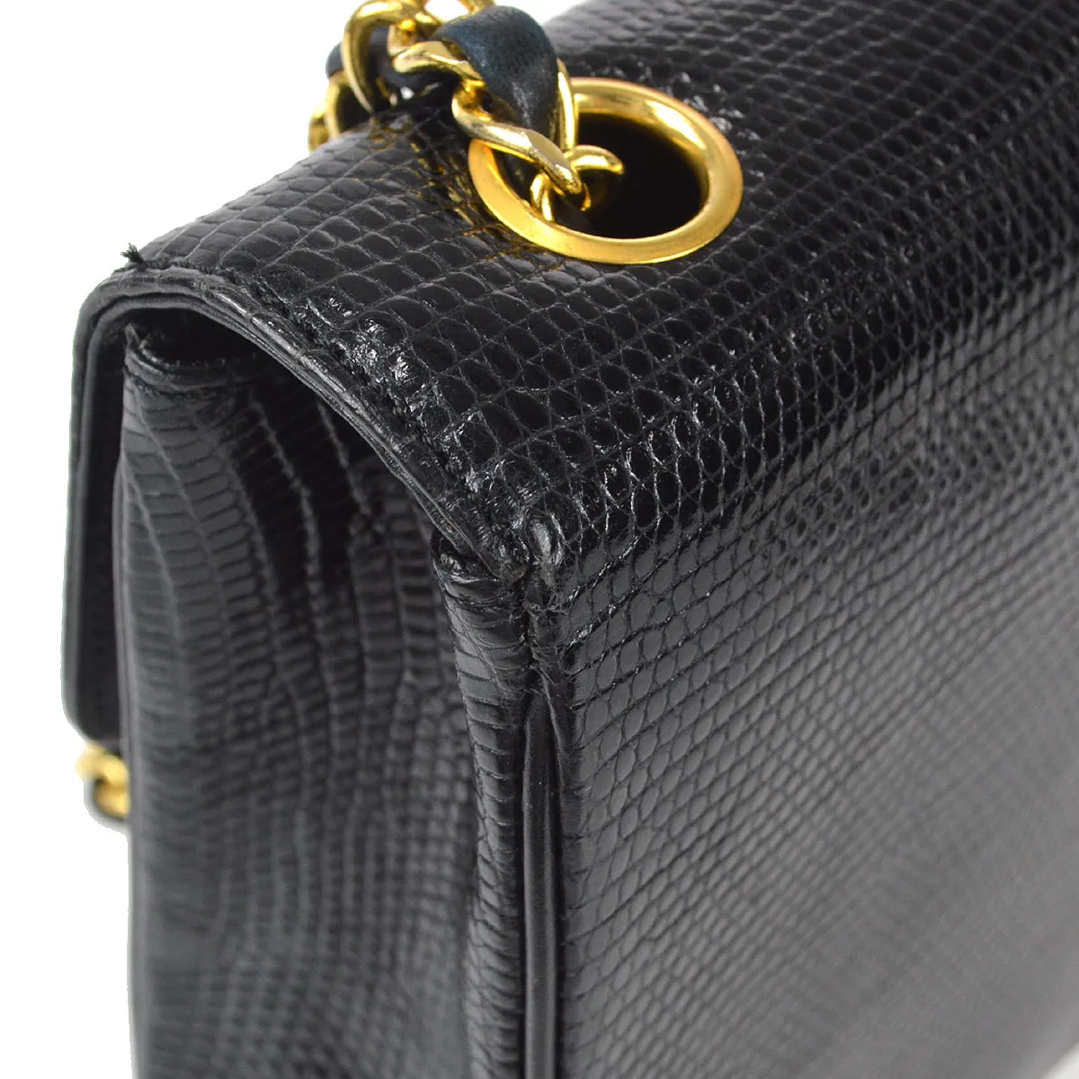 CHANEL  Classic Square Flap 20 Black Lizard 87982