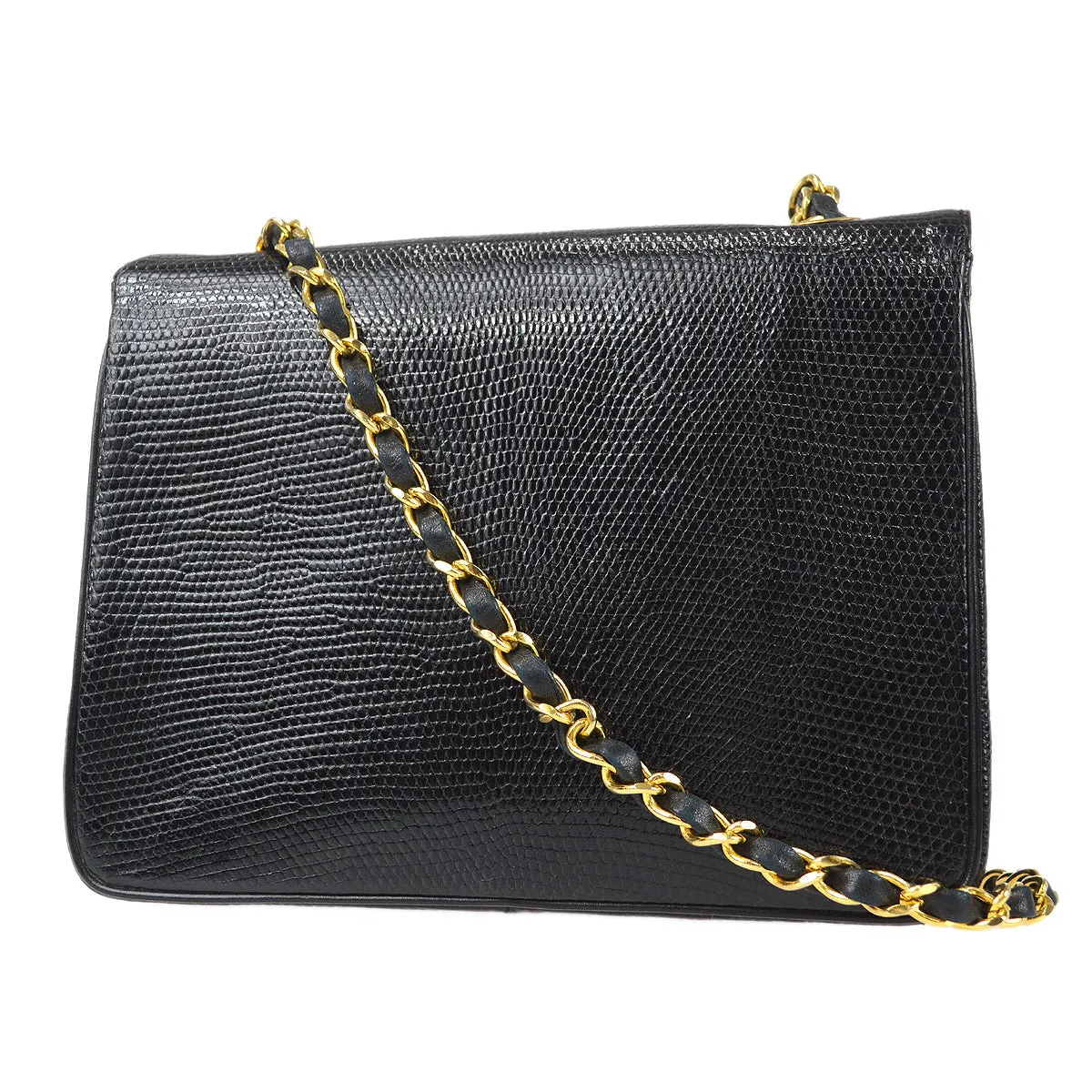 CHANEL  Classic Square Flap 20 Black Lizard 87982