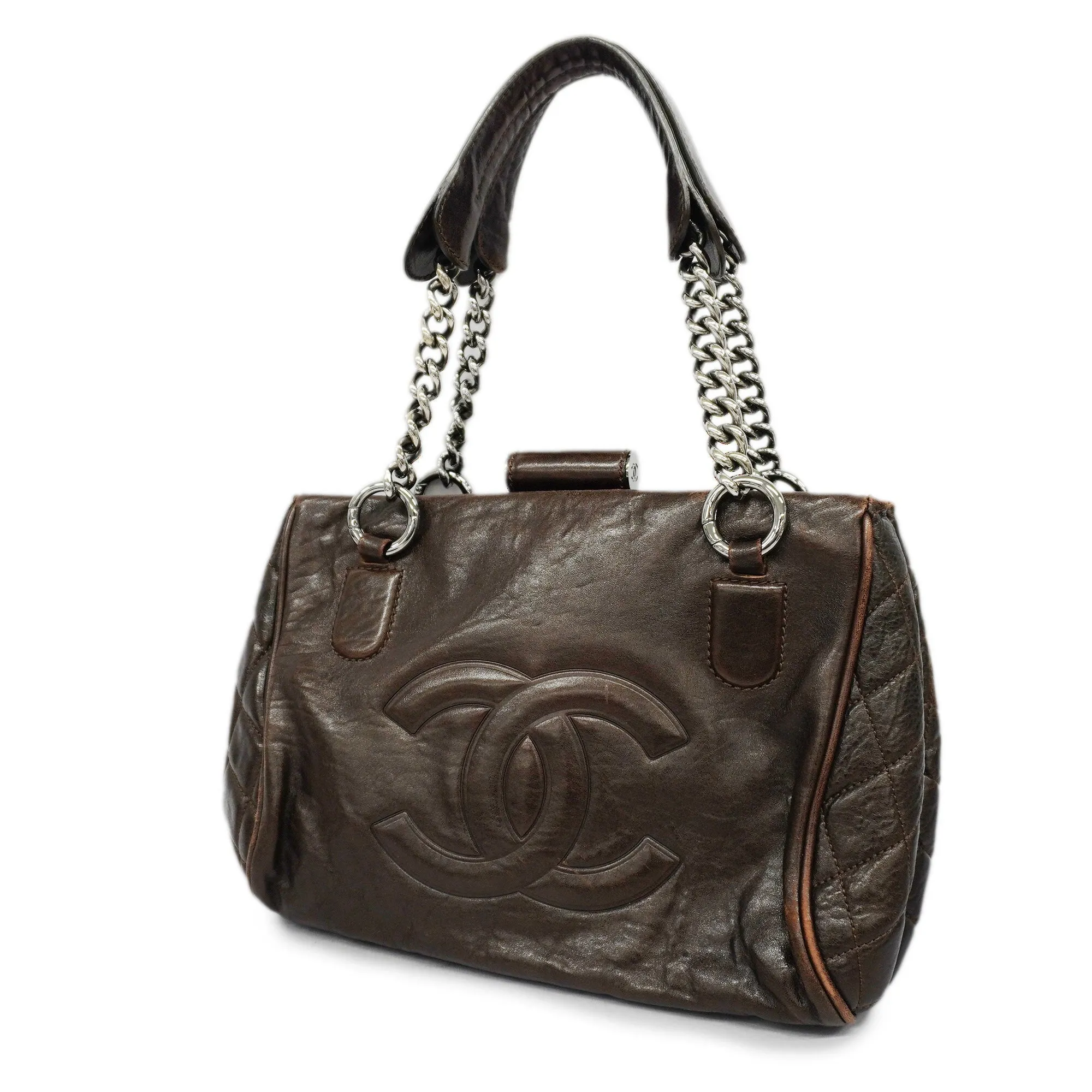 CHANEL  Women's Leather Shoulder Bag Brown