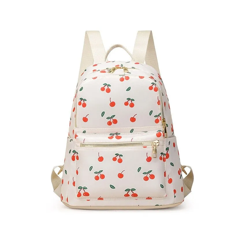 Cherry Printed Waterproof Backpacks