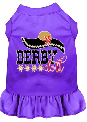 Derby Doll Screen Print Dog Dress Purple Lg (14)