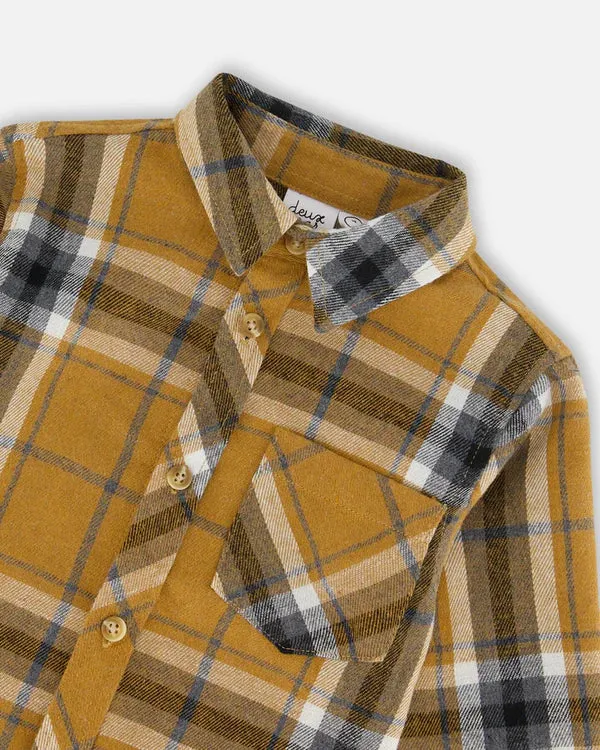 DPD Button Down Gold Flannel Shirt