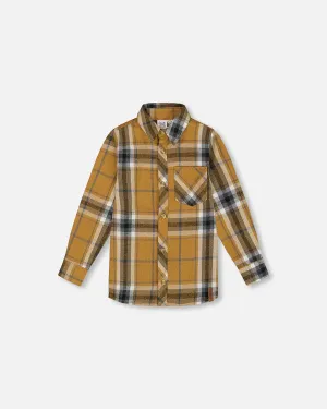 DPD Button Down Gold Flannel Shirt