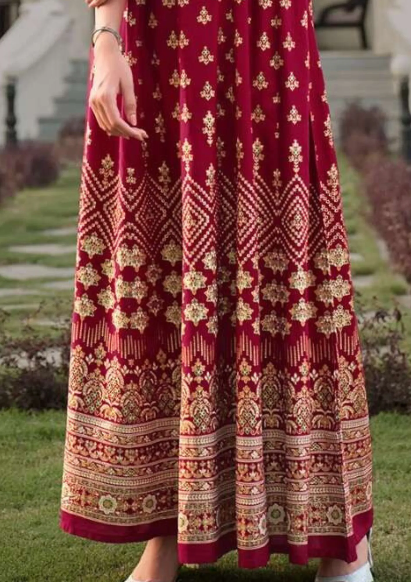 Elegant Maroon Color Heavy Rayon Foil Print Work Kurti For Women