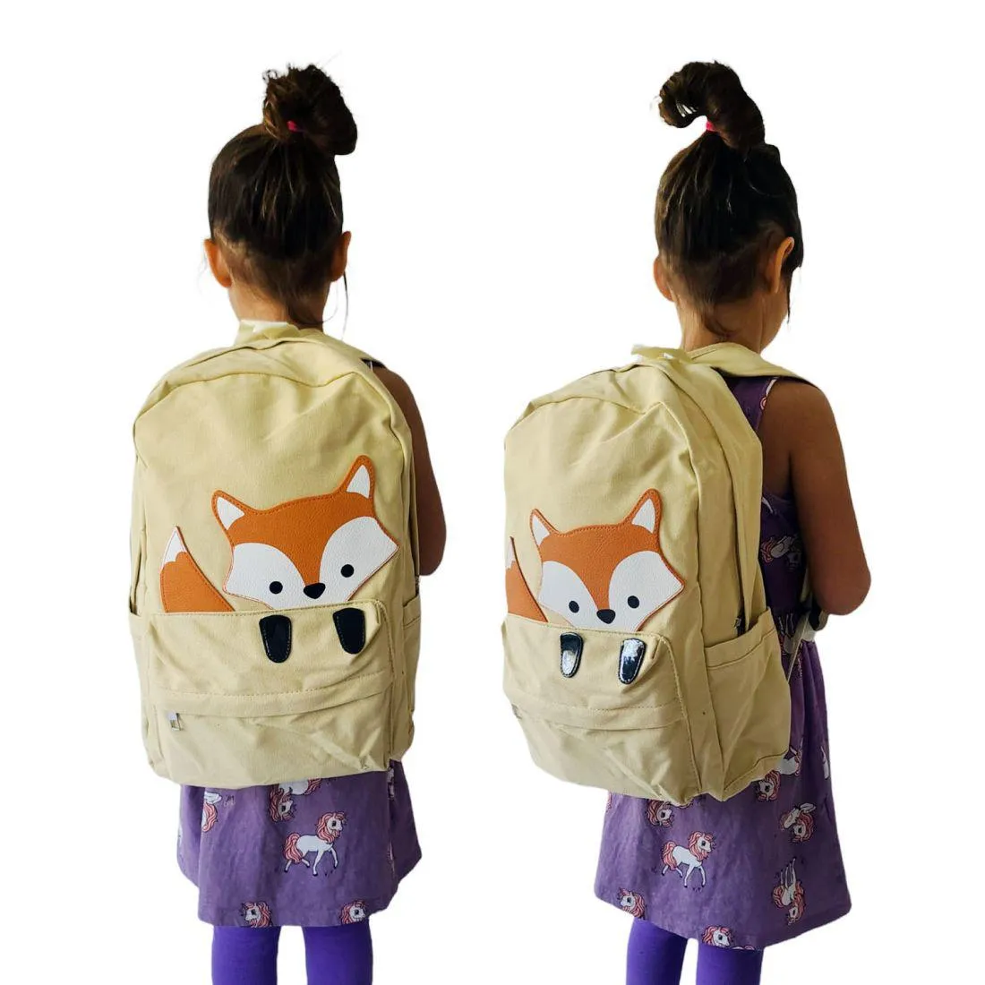 Empire Cove Canvas School Backpack Peeking Fox Dog Cat Sloth Shark Book Bag