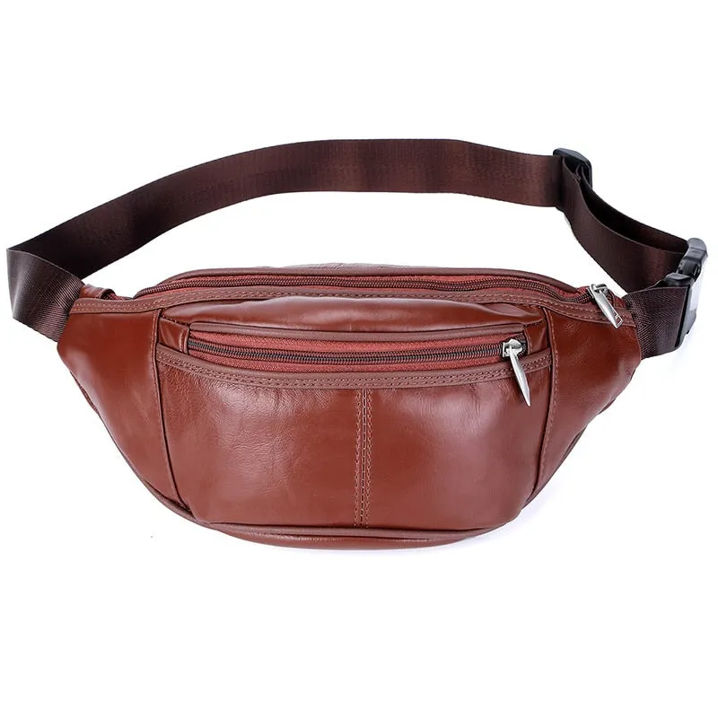 Fashion Men Genuine Leather Fanny Bag for Phone Pouch