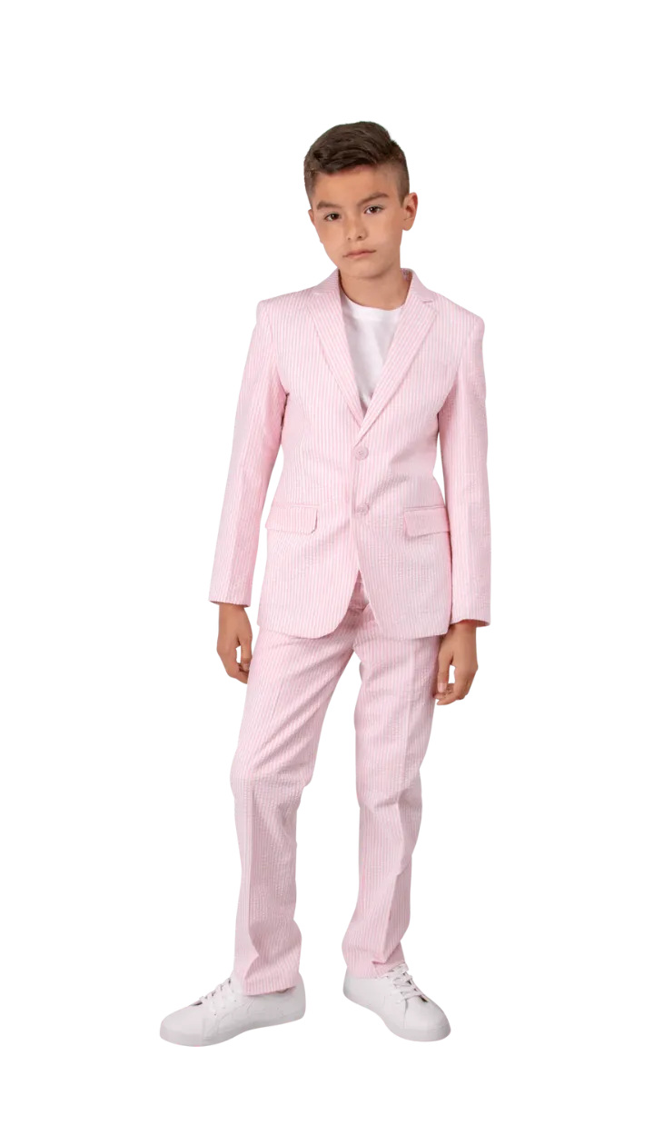 Ferrecci Boys Seersucker 2pc Suit Set Pink