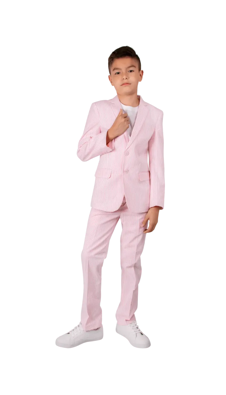 Ferrecci Boys Seersucker 2pc Suit Set Pink