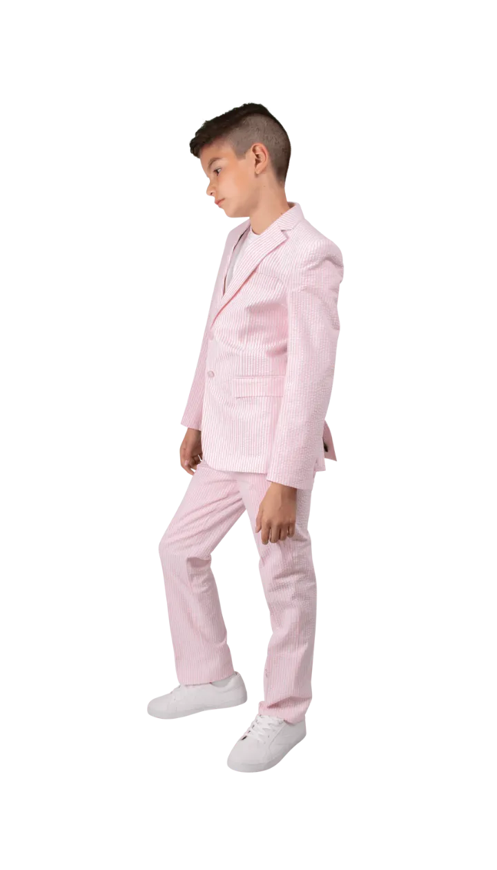 Ferrecci Boys Seersucker 2pc Suit Set Pink