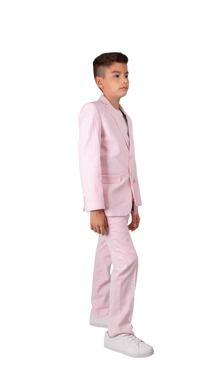 Ferrecci Boys Seersucker 2pc Suit Set Pink