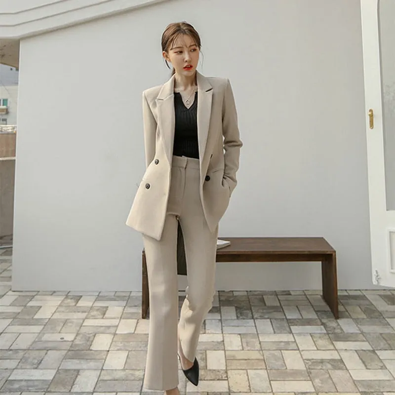 Graduation gift Women's Spring Autumn Casual Pant Suit Office Ladies Elegant Formal Wear Two Piece Set Female Fashion Business Trousers Suit