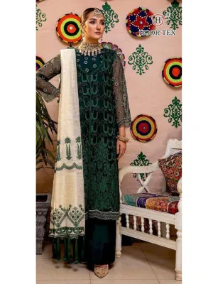 Green Ethnic Georgette Embroidery Anarkali With Dupatta Set