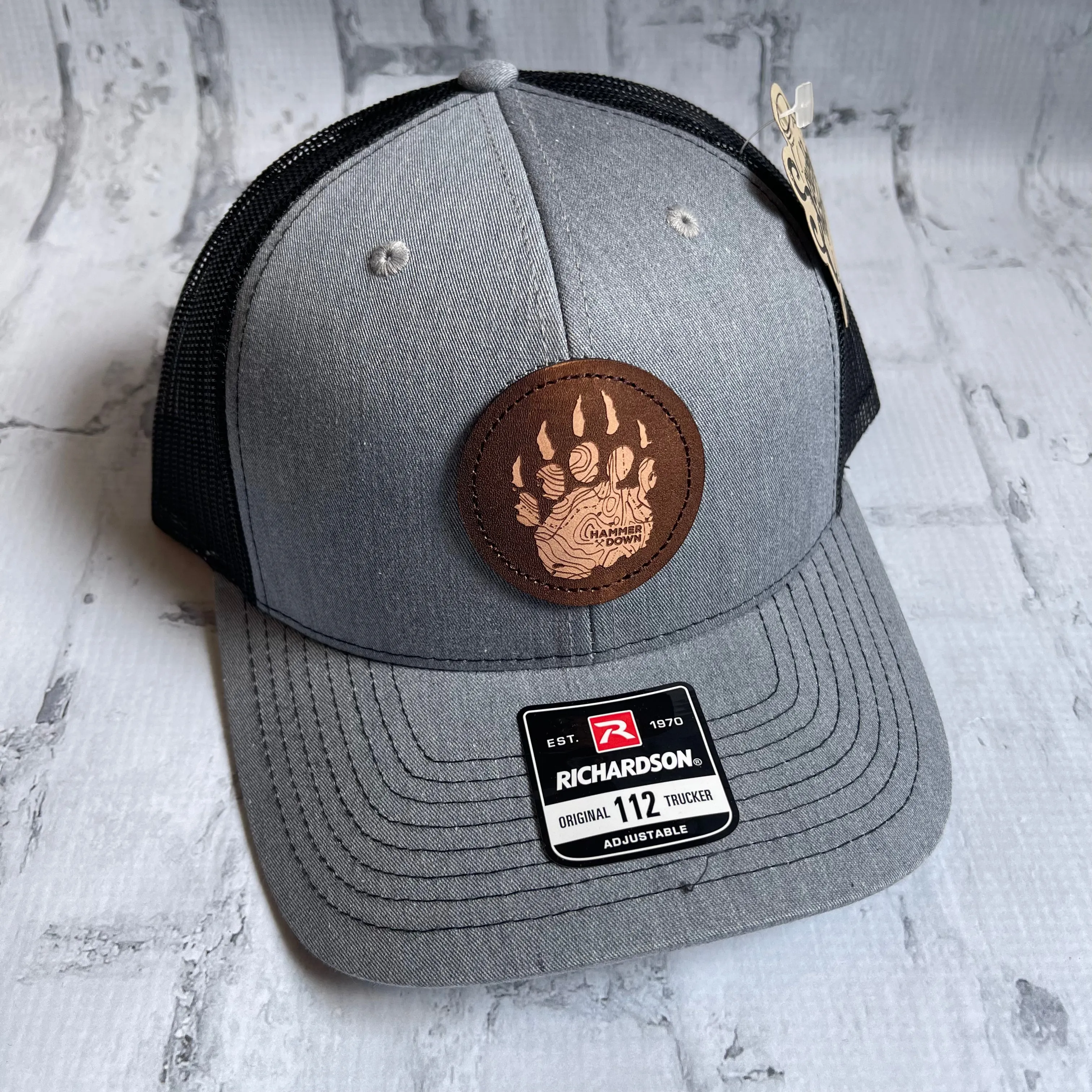 Hammer Down "Bear Claw Topo" Hat - Heather Gray with Leather Patch