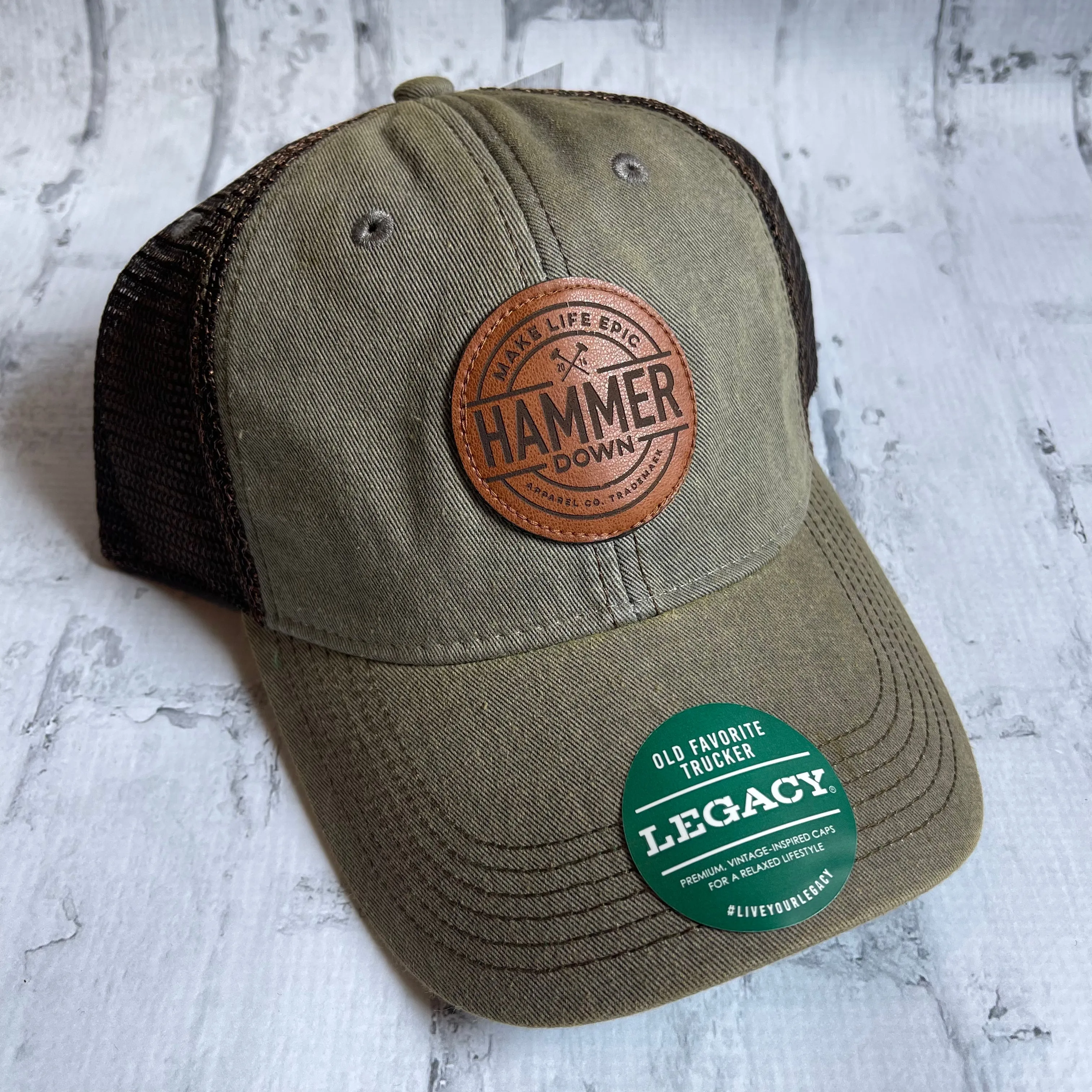 Hammer Down "MLE Badge" Hat - Loden with Leather Patch