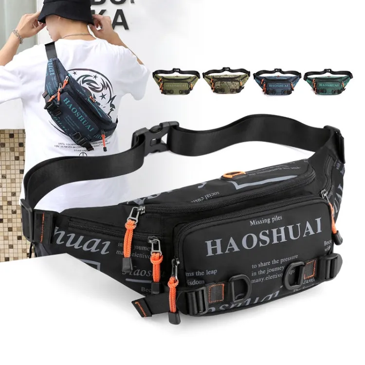 HAOSHUAI 5135 Outdoor Men Waist Bag Waterproof Nylon Cloth Men Bag(Dark Blue)