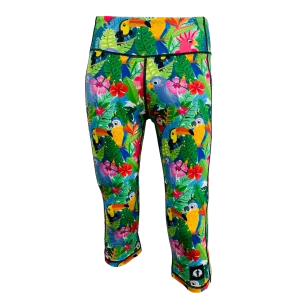 High Waist Funky 3/4 Leggings - Fowl Play