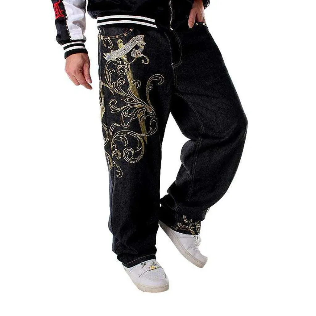 Hip-hop embroidered jeans for men