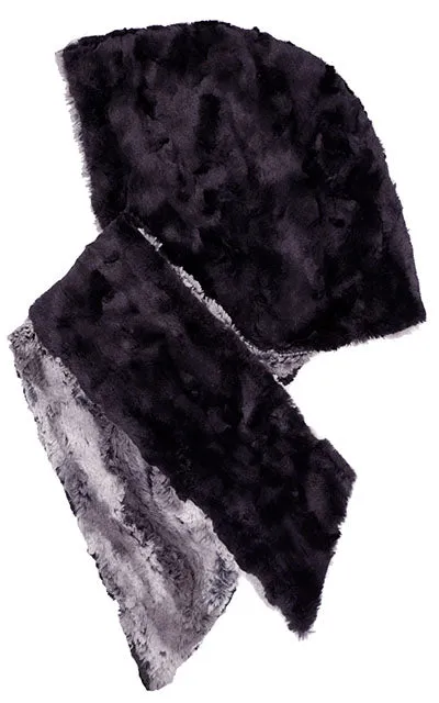 Hoody Scarf - Luxury Faux Fur in Muddy Waters with Cuddly Fur in Black - Sold  Out!