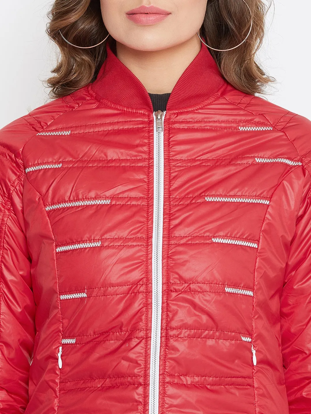 JUMP USA Women Red Solid Padded Jacket