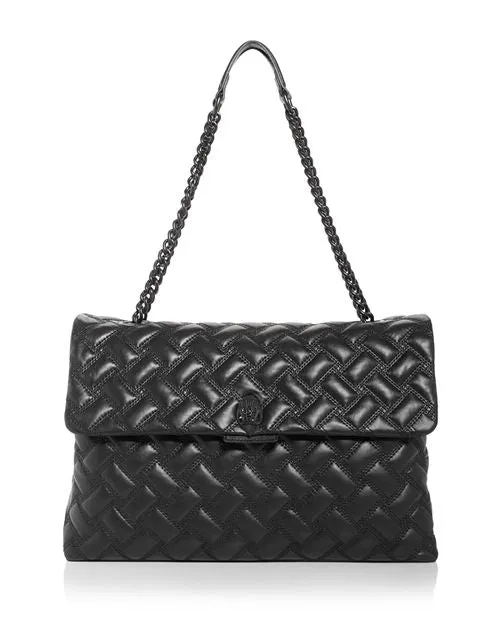 Kensington Drench XXL KURT GEIGER LONDON Quilted Leather Shoulder Bag Black