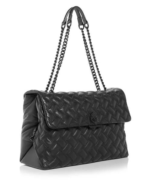 Kensington Drench XXL KURT GEIGER LONDON Quilted Leather Shoulder Bag Black