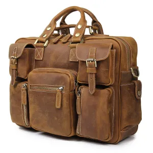 Luxury Multi Pockets Genuine Leather Business Briefcase 7028