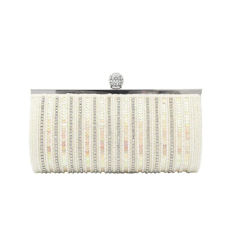 Luxy Moon Elegant Square Sequined Pearl Evening Party Clutch