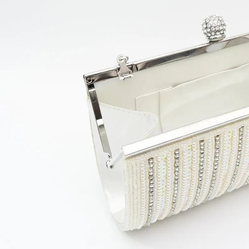 Luxy Moon Elegant Square Sequined Pearl Evening Party Clutch