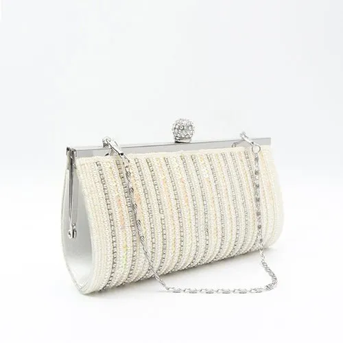 Luxy Moon Elegant Square Sequined Pearl Evening Party Clutch