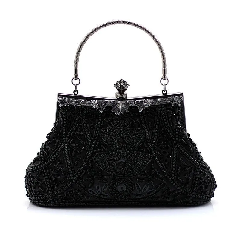 Luxy Moon Elegant Women Beaded Evening Handbags Bridal Sequins Clutch Bag