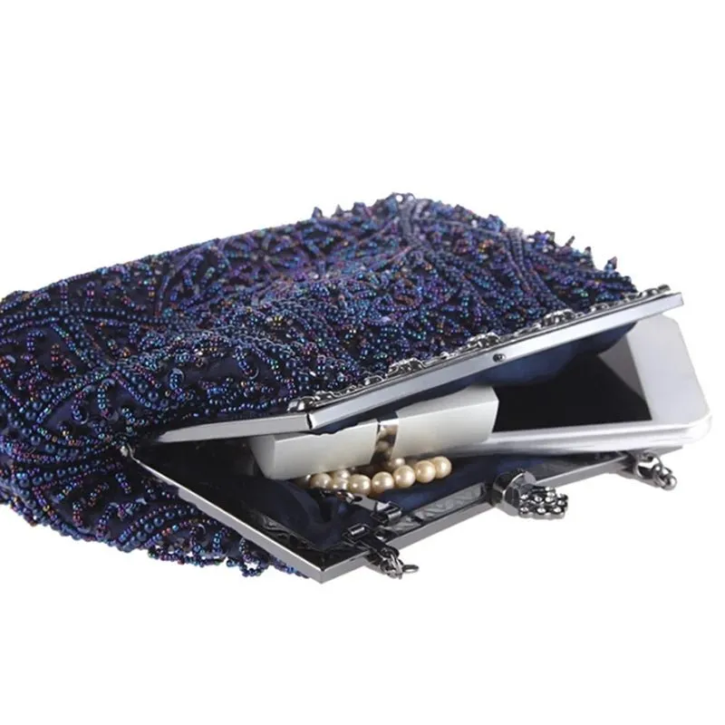 Luxy Moon Elegant Women Beaded Evening Handbags Bridal Sequins Clutch Bag