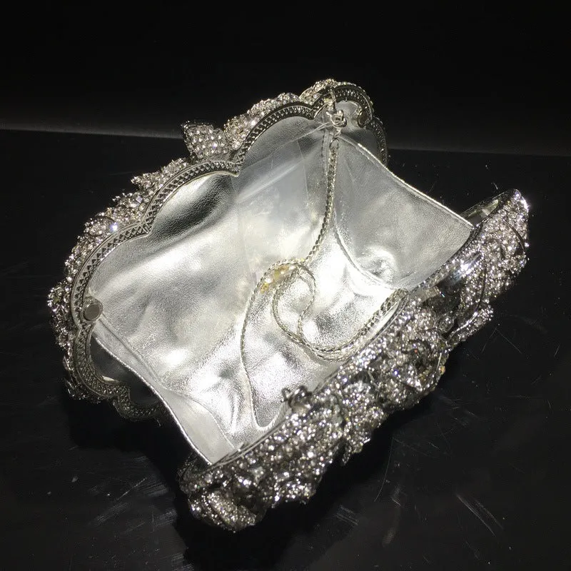 Luxy Moon Exquisite Rhinestone Clutch Flower Purse For Wedding