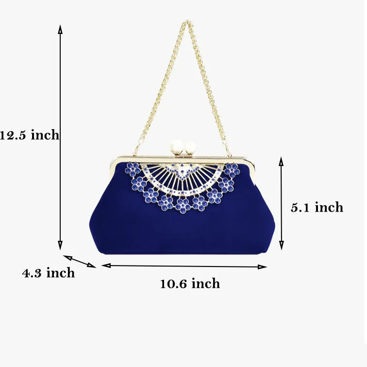 Luxy Moon Gorgeous Diamond Flower Evening Clutch Bag